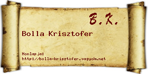 Bolla Krisztofer névjegykártya